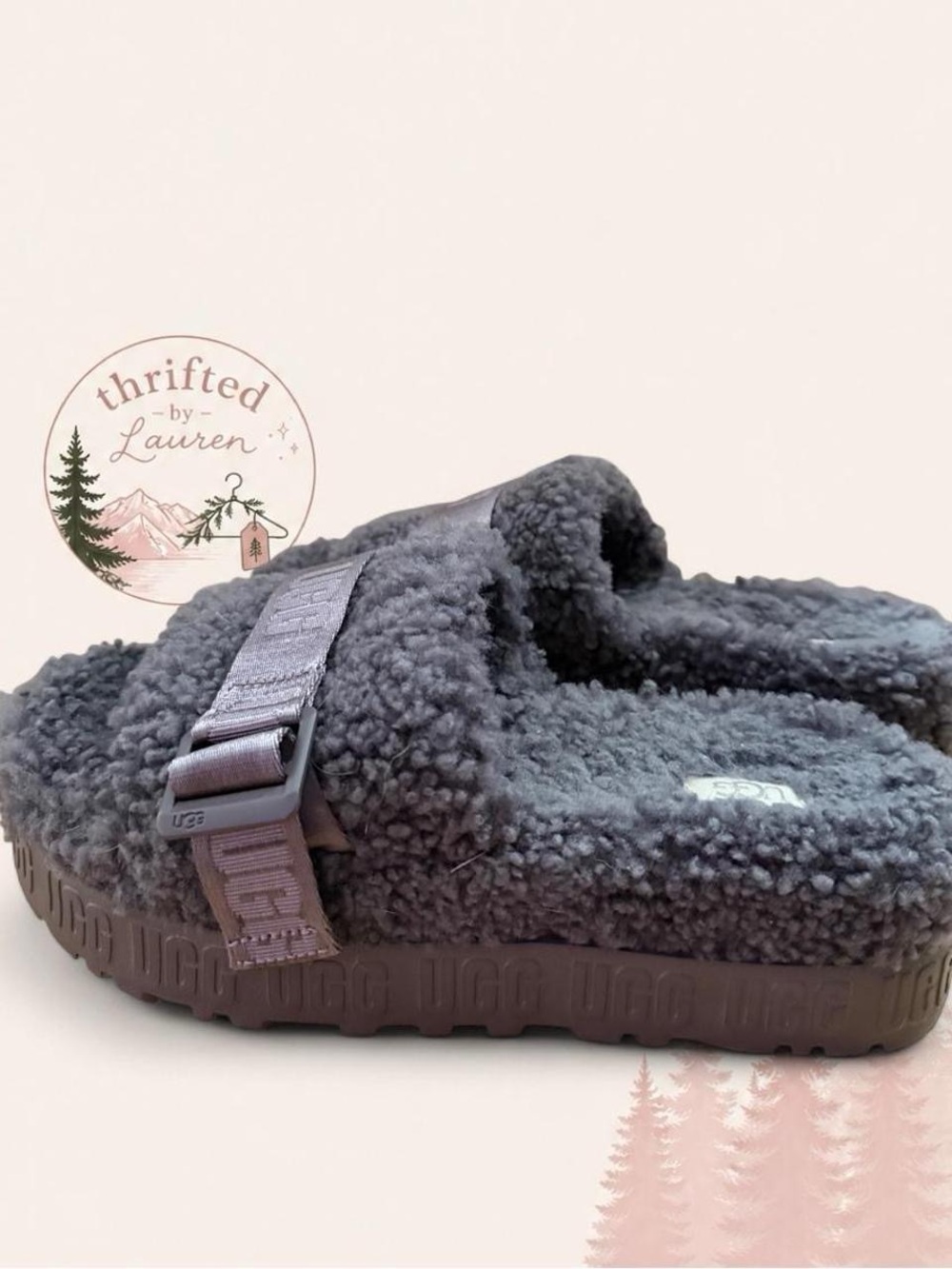 UGG Fluffita Shearling Slide Slippers Purple Women’s Size 8
